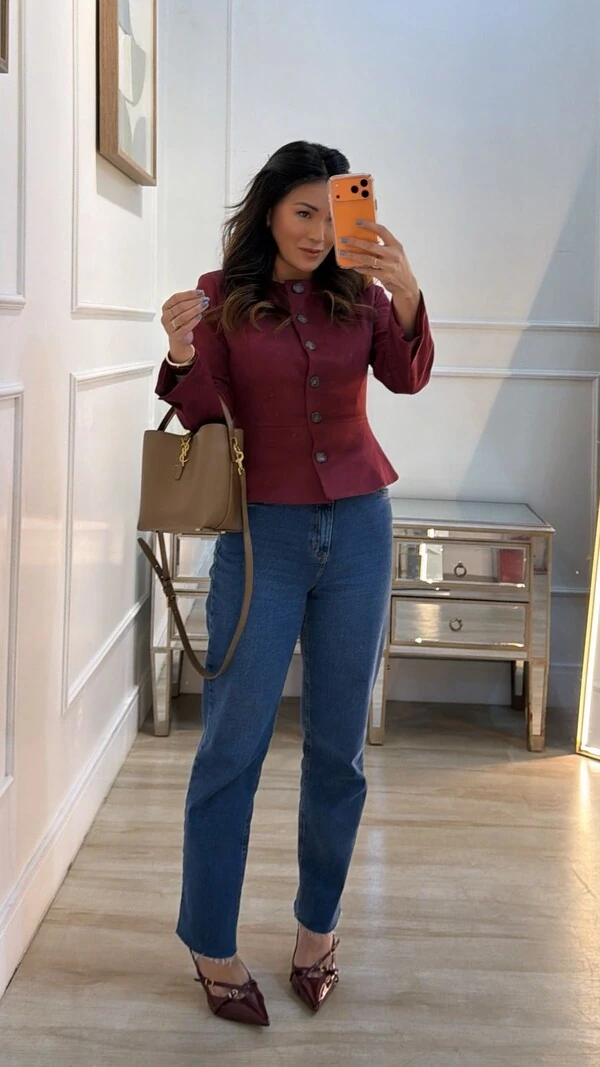 Jaqueta Casaco Suede Monique Botões Amadeirados