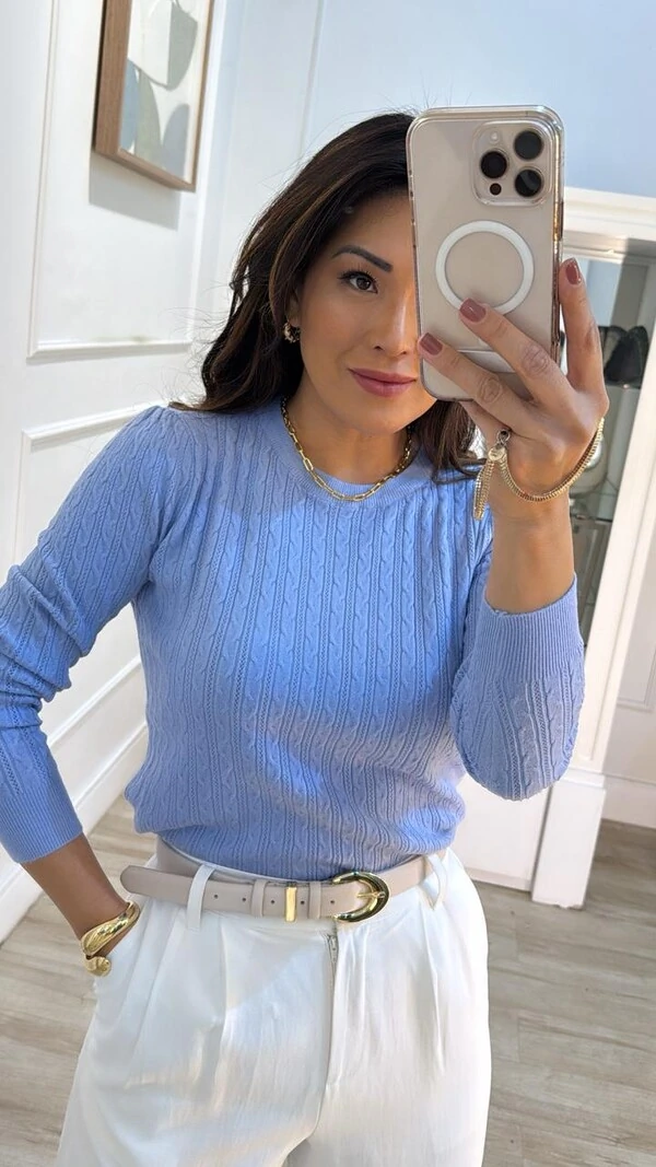 Blusa Tricot Wendy Trançados Texturizados E Entremeios Pela Peça