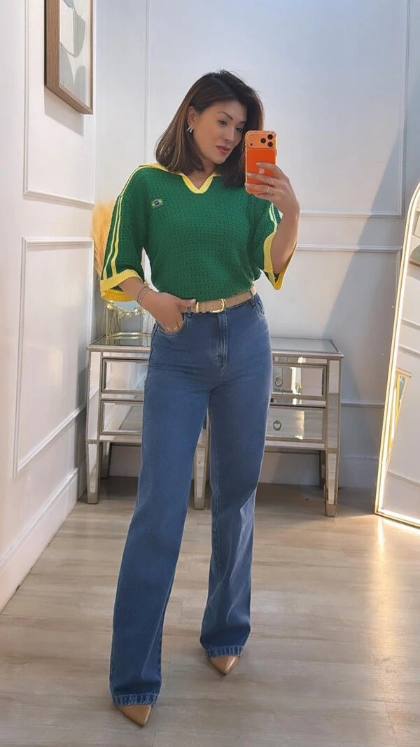 Blusa Tricot Vazada Brasil Kayla Gola Polo