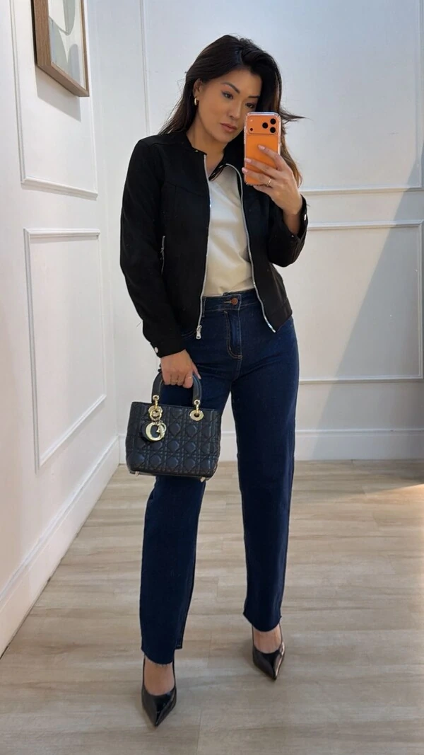 Jaqueta Casaco Suede Milena Martingale No Posterior Do Barrado