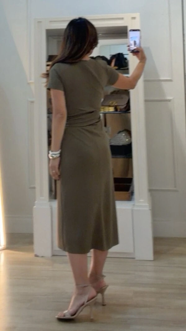 Vestido Midi Malha Aysha Cinto Faixa Fixo Com Amarração