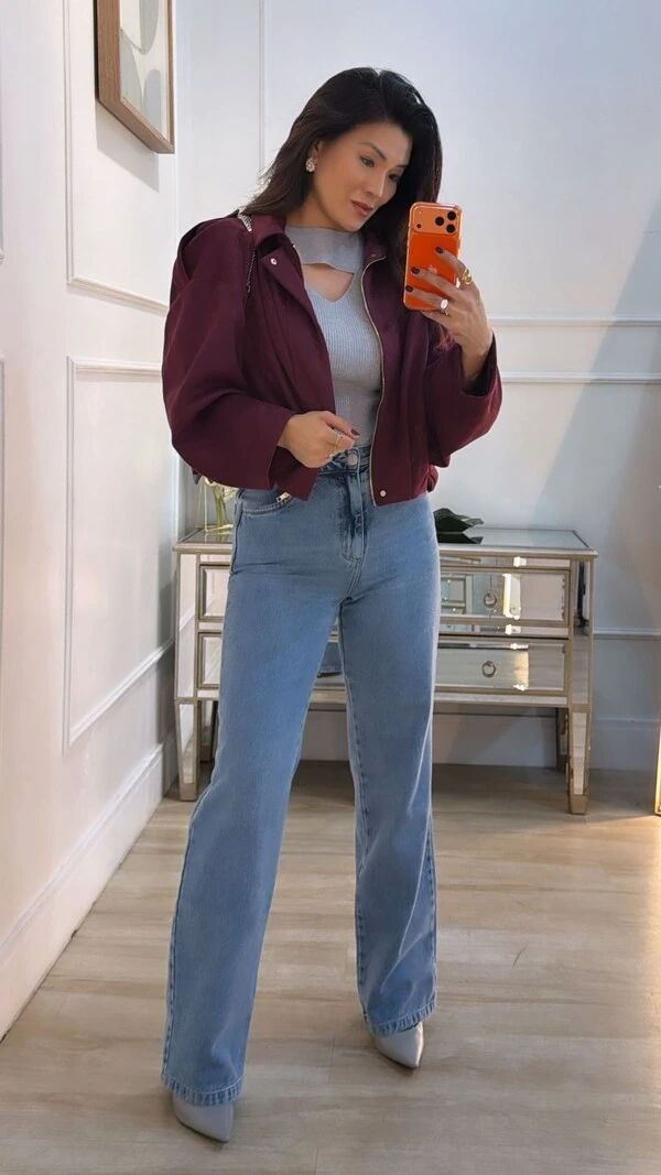 Blusa Tricot Canelado Joyce Recorte Vazado Em V No Busto