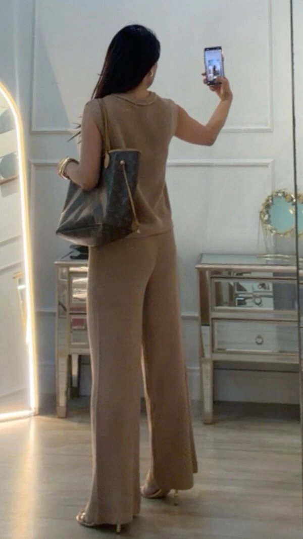 Calça Pantalona Tricot Natasha Pala Larga