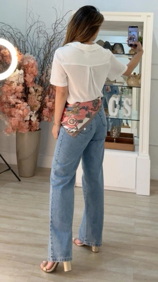 Camisa Linho Mangas Curtas Mila Prega Posterior