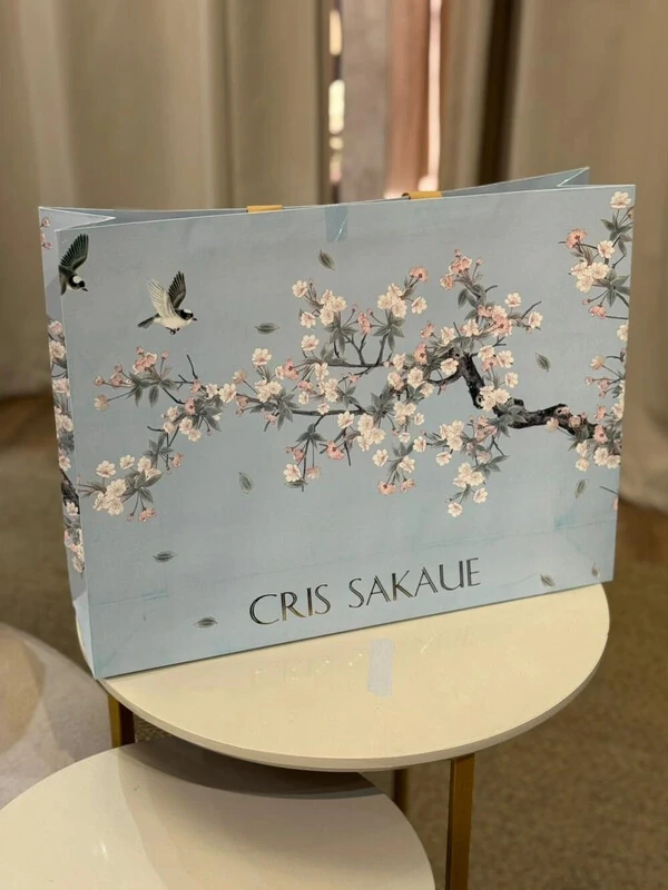 Sacola Cris Sakaue Estampa Folhagens Tamanho M