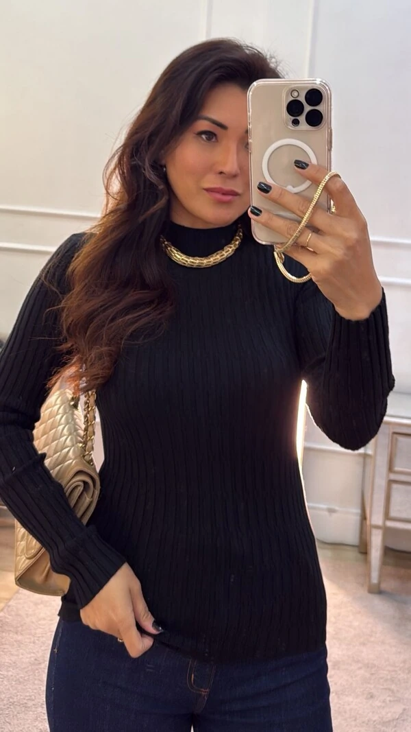 Blusa Cacharrel Tricot Canelado Glaucia