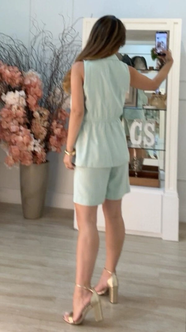 Bermuda Alfaiataria Maria Com Cinto Fino Couro Eco