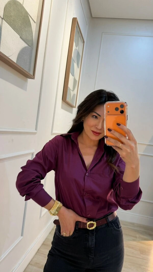 Maxi Camisa Talita Com Pregas Nos Punhos