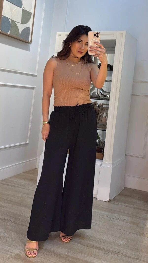 Blusa Regata Cropped Canelada Mia Gola Alta