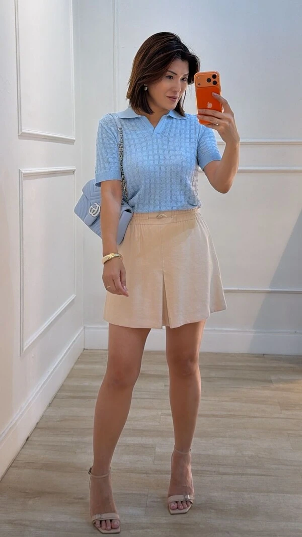 Blusa Tricot Com Entremeios Heloiza Gola Polo