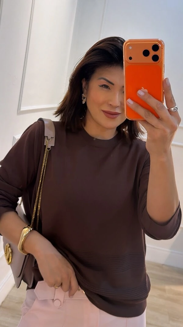 Blusa Ampla Tricot Brenda Com Entremeios