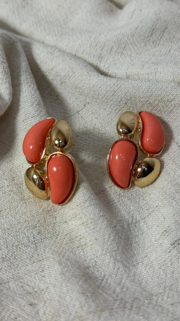 Brinco Gota Bicolor Com Dourado