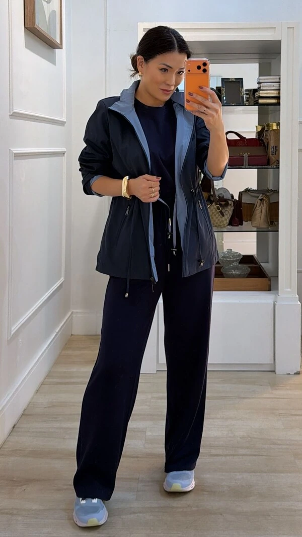 Parka Dupla Face Capuz Removível Manu Com Puxadores Reguláveis