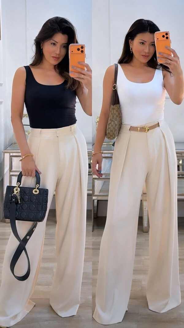 Kit 2 Peças Regata Malha Decote Em U Aline Alças Largas