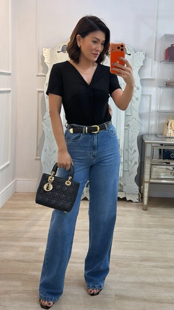 Blusa De Malha Camila Decote V Detalhe Transpassado