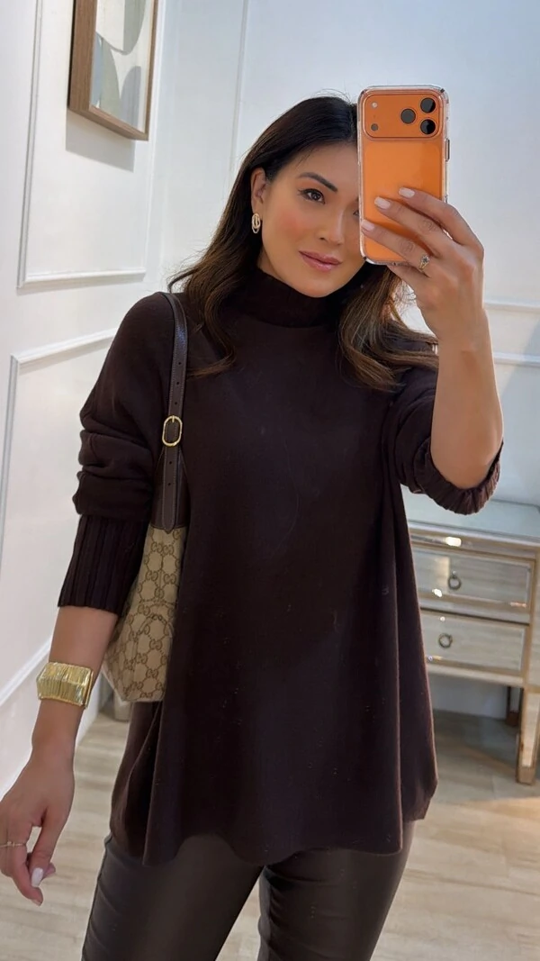 Blusa Poncho tricot Simone Gola Alta