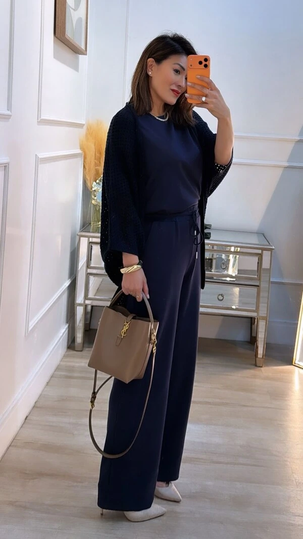 Kimono Tricot Vazado Ashley Mangas 3/4 Punhos Canelados