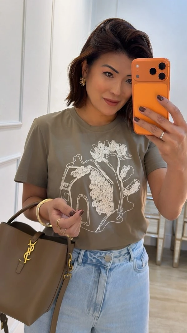 Blusa De Malha Yasmin Bordado Frontal