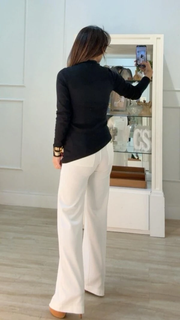 Blusa Cacharrel Elaine Barrado Assimétrico Com Pedrarias