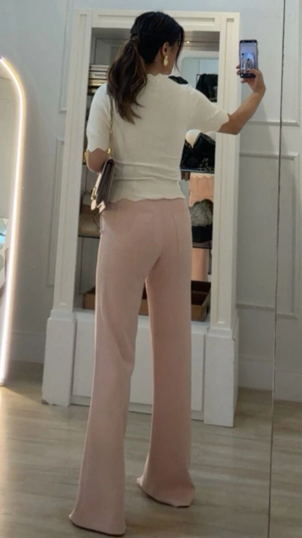 Blusa Tricot Mangas 3/4 Michelle Detalhe Em Nuvem