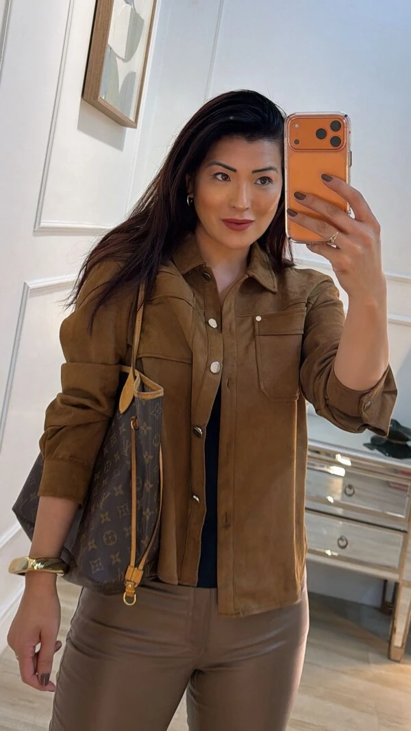 Casaco Suede Joyce Mangas Bufantes