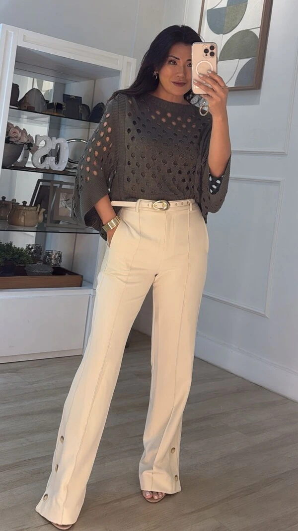 Poncho Tricot Curto Ema Com Entremeios