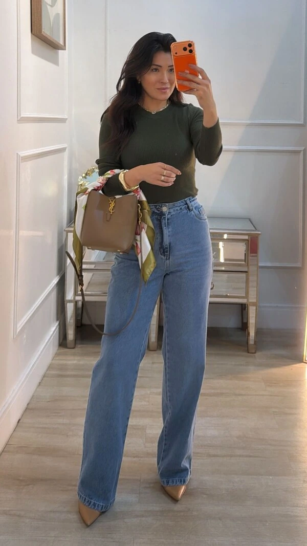 Blusa Tricot Canelada Jordana Mangas Longas