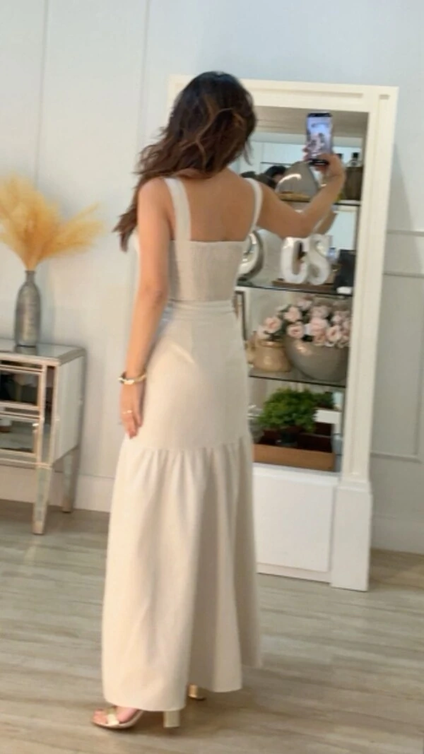 Vestido Longo Fio De Brilho Pietra Decote Coração