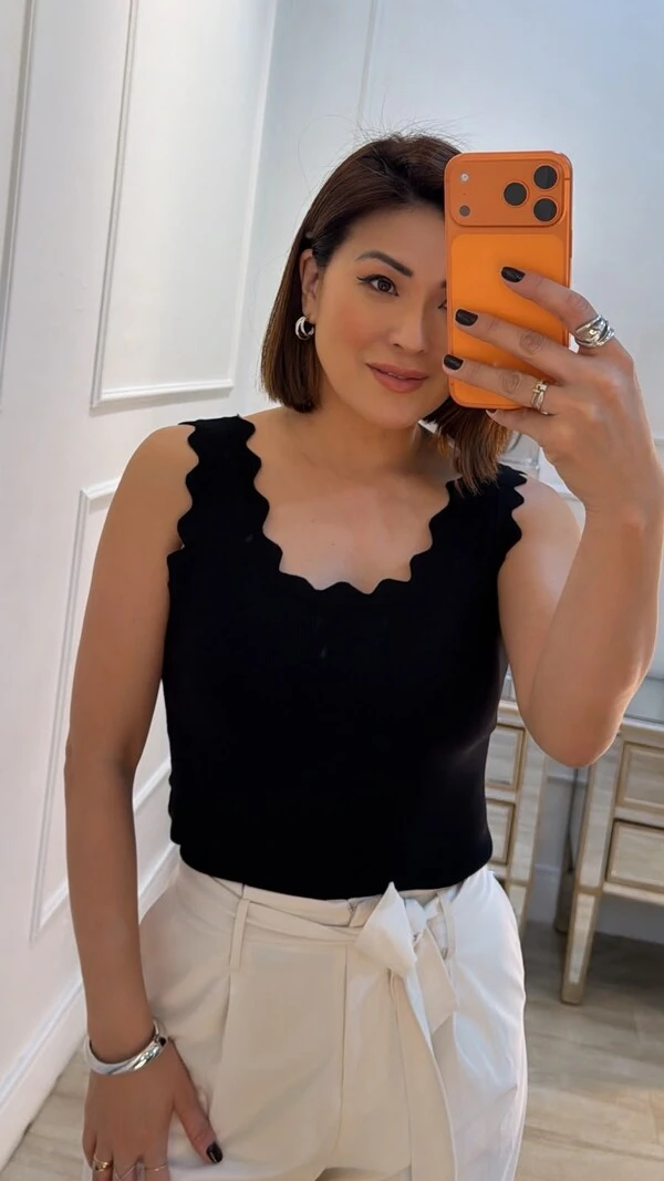 Blusa Regata Canelada Diana Detalhe Nuvem