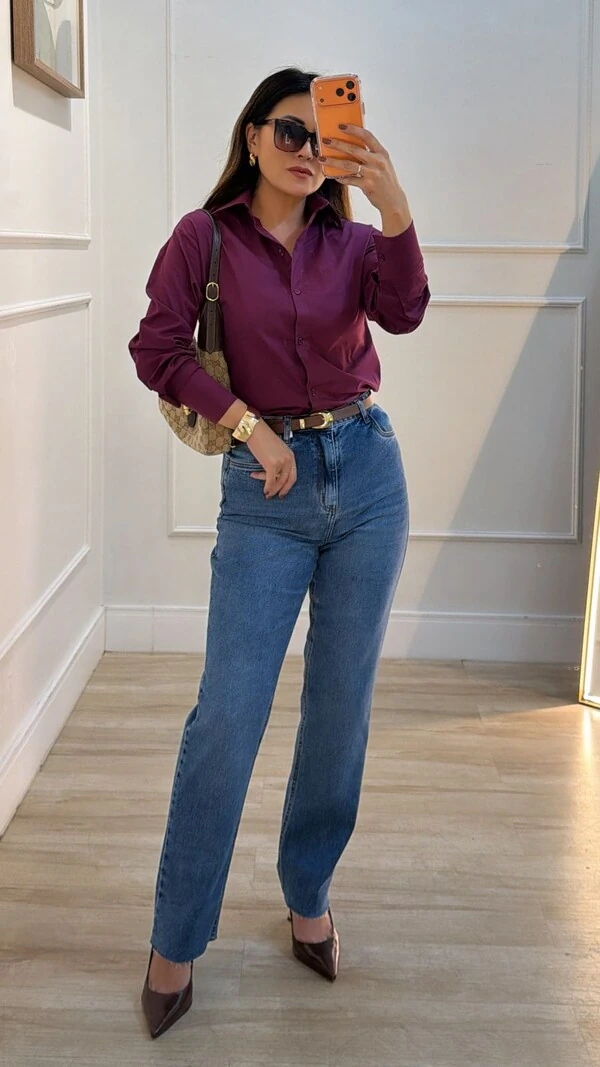 Maxi Camisa Talita Com Pregas Nos Punhos