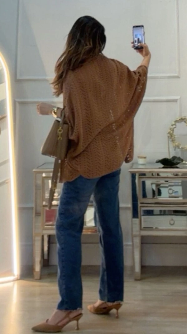 PRÉ-VENDA DATA ESTIMADA DE ENVIO DIA 02/05 Kimono Tricot Vazado Fabi Mangas 3/4