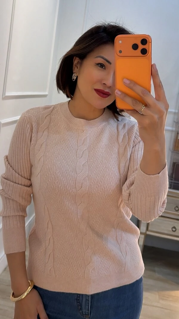 Blusa Tricot Texturas Na Diagonal Alana Trançados Triplos