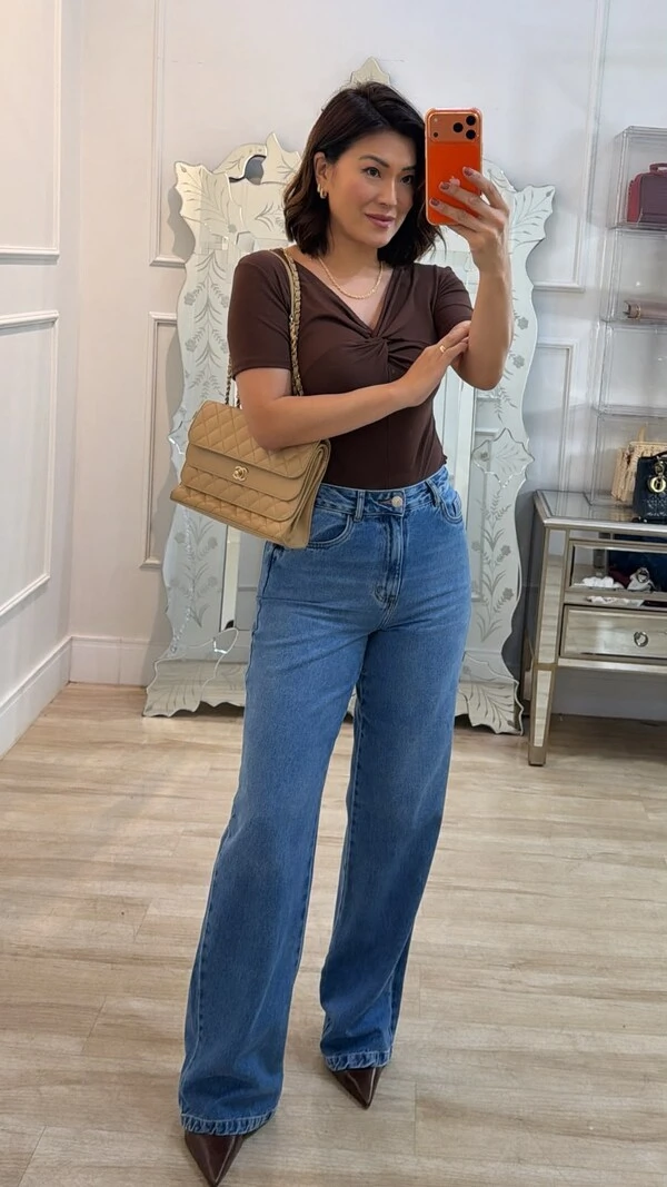 Blusa De Malha Camila Decote V Detalhe Transpassado