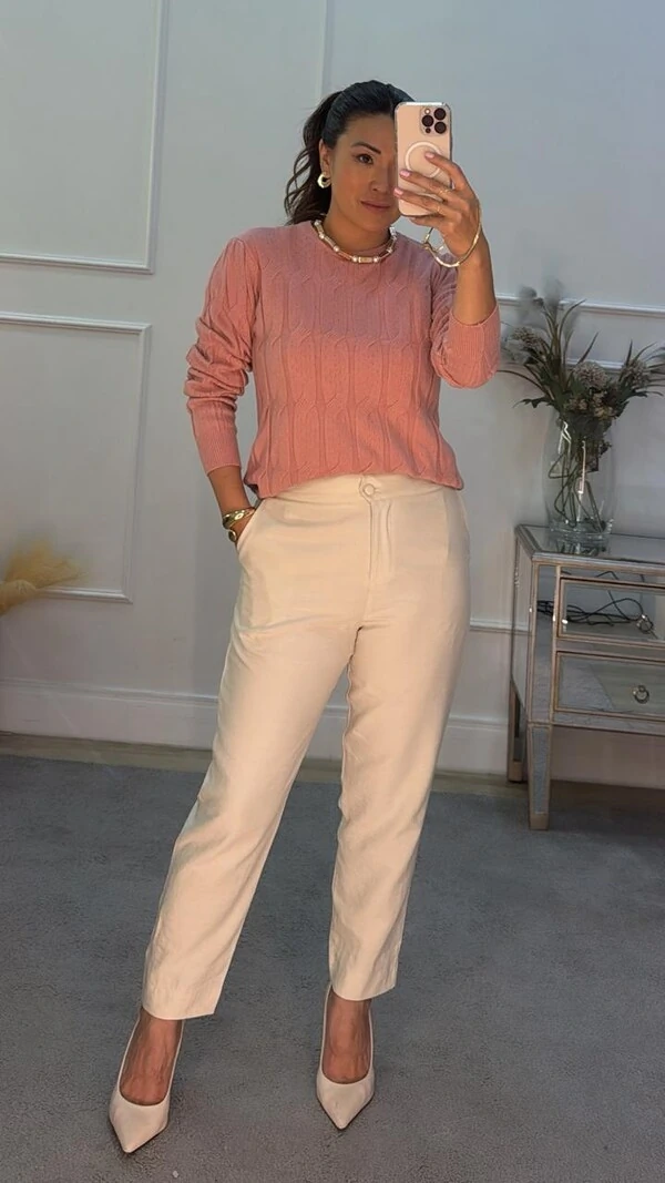 Blusa Tricot Jacky Trançados E Mangas Longas Princesa