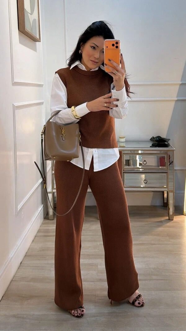 Calça Pantalona Tricot Natasha Pala Larga