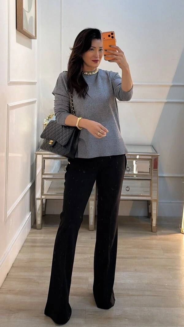 Blusa Tricot Dayane Punhos E Barrado Largos Canelados