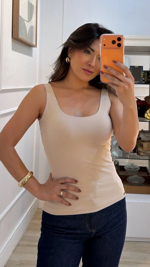 Regata Malha Decote Em U Aline Alças Largas