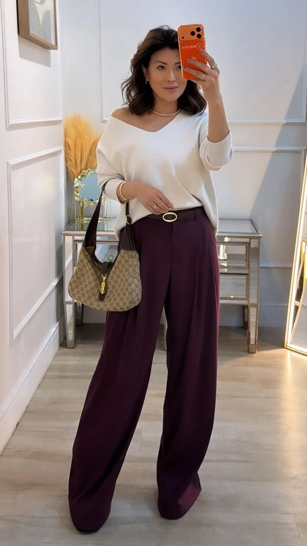 Blusa Tricot Ampla Decote V Paola Mangas Longas
