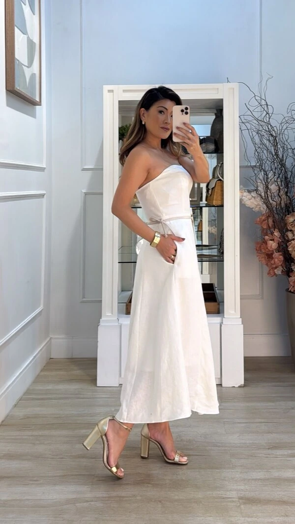 Vestido Midi Evasê Tomara Que Caia Ceci