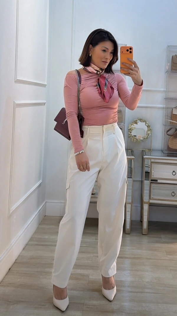 Blusa De Malha Assimétrica Catherine Drapeado Frontal