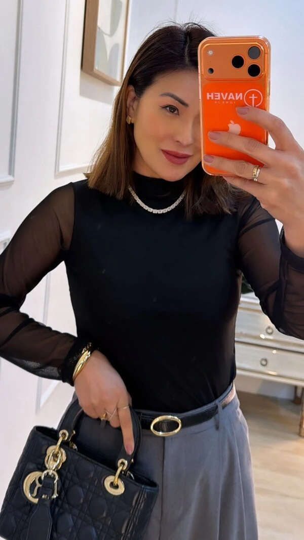 Blusa Tulê Thamires Mangas Longas