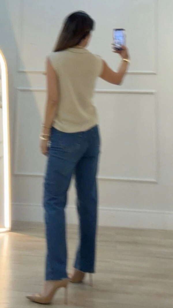 Blusa Regata Tricot Natasha Gola Careca