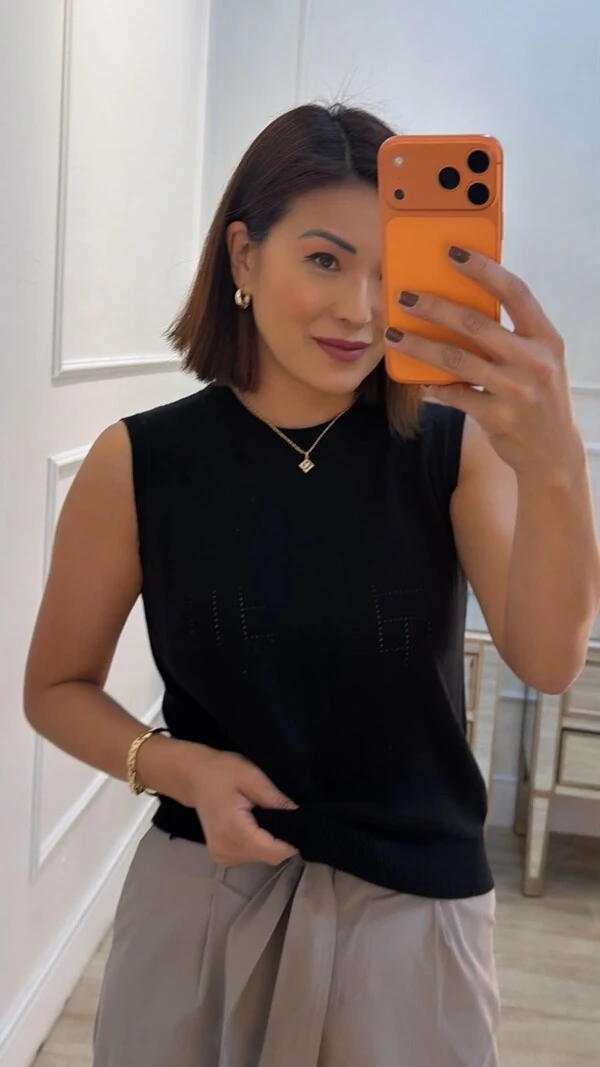 Blusa Regata Tricot Luana Com Entremeios