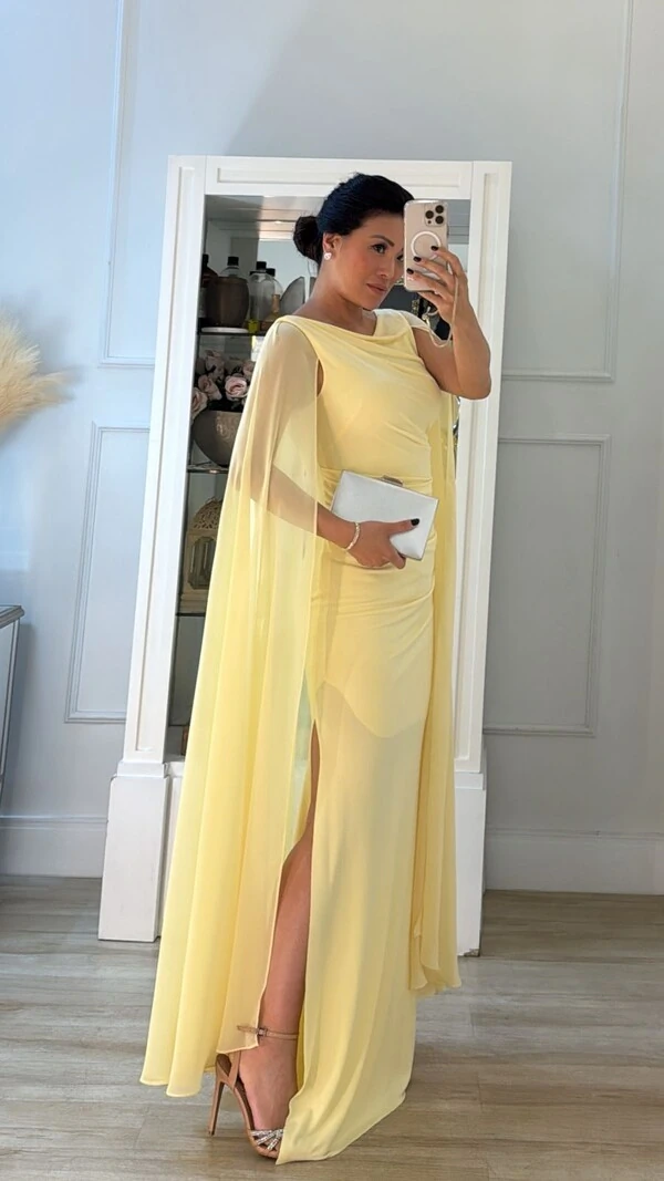 Vestido Longo Detalhe Drapeado Fernanda Fenda Lateral