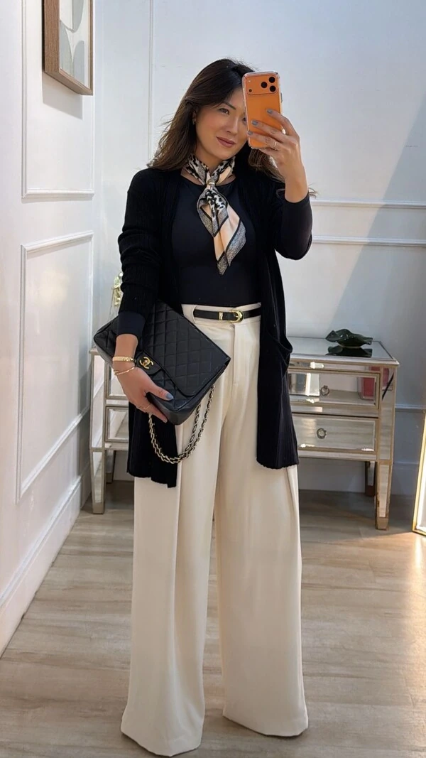 Maxi Cardigan Tricot Canelado Pandora Bolsos Frontais