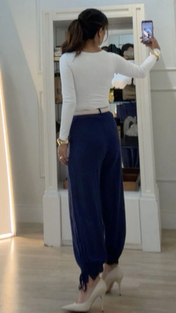 Calça Jogger Viscose Com Linho Nanda Pregas Frontais