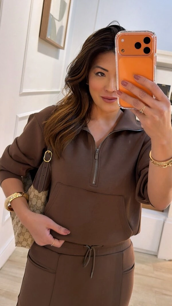 Conjunto Moletom Glaucia Blusa Gola Alta E Saia Midi