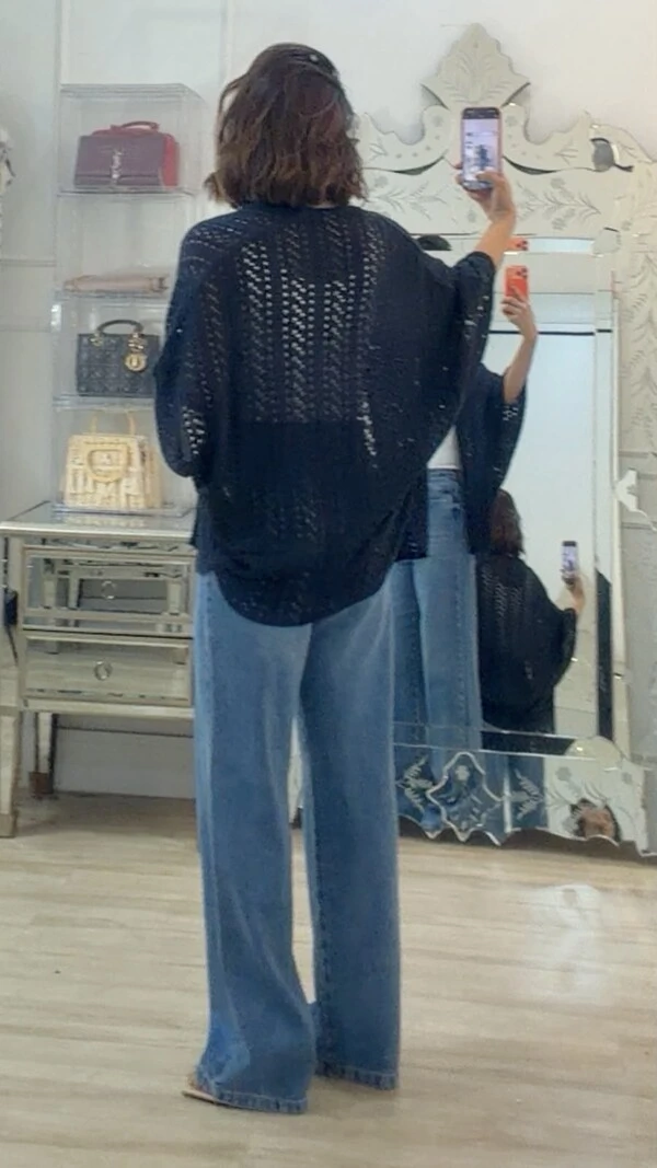 Kimono Tricot Vazado Fabi Mangas 3/4