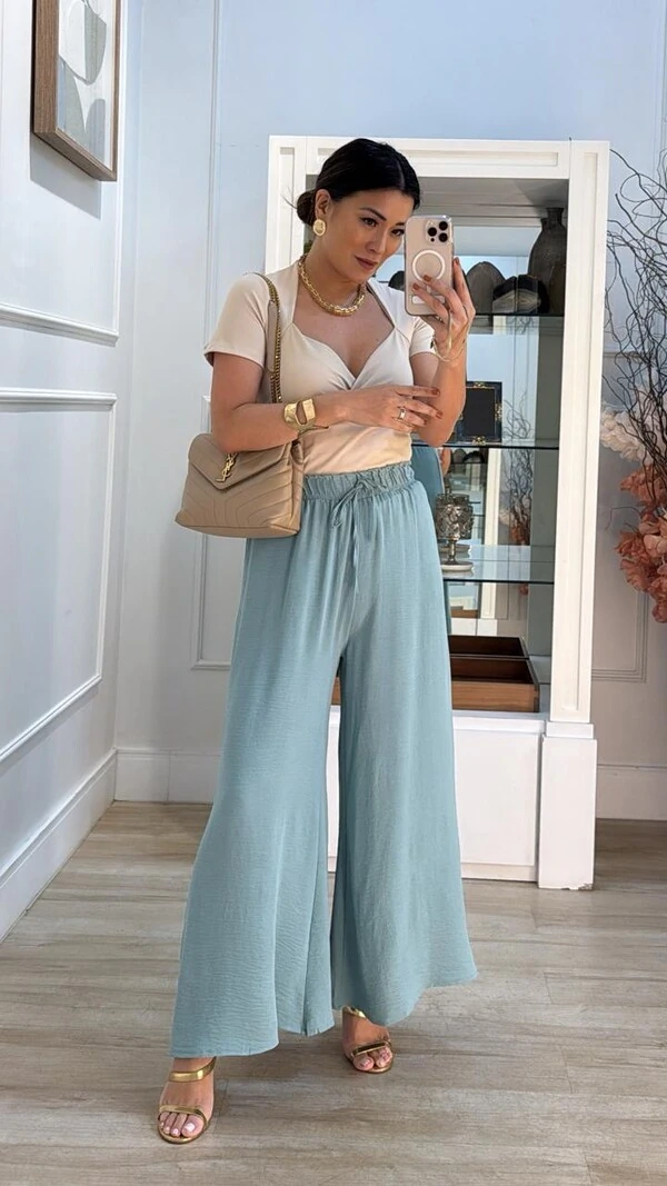 Blusa Suplex Decote V Maithe Drapeados Laterais