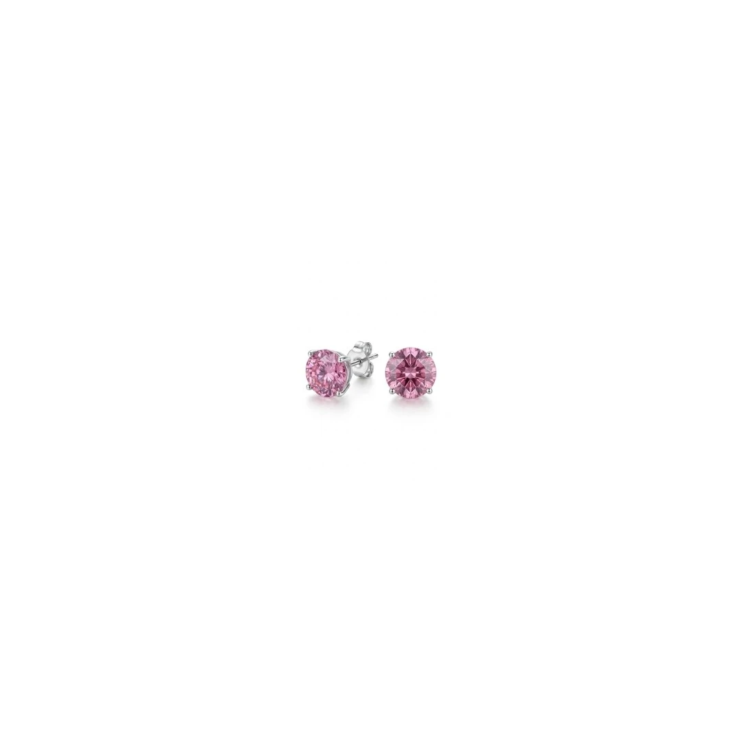 Foto Brinco Solitário Zircônia Rodolita Redonda Mini | Prata 925 com Ródio | 0,4 cm